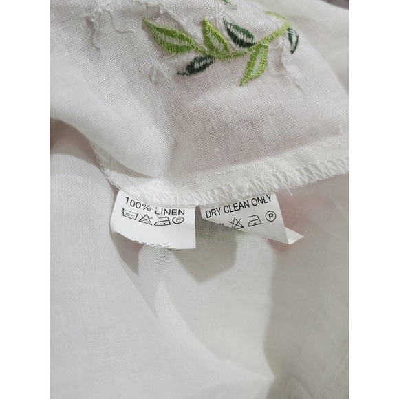 Yue Hwa Champsely Couture 38/8/Med Linen Red Roses Appliques Short Sleeve Blouse - Picture 10 of 12